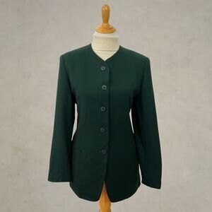 Vintage 90s Talbots Green Wool Blazer Made in USA Tailored Jacket 12